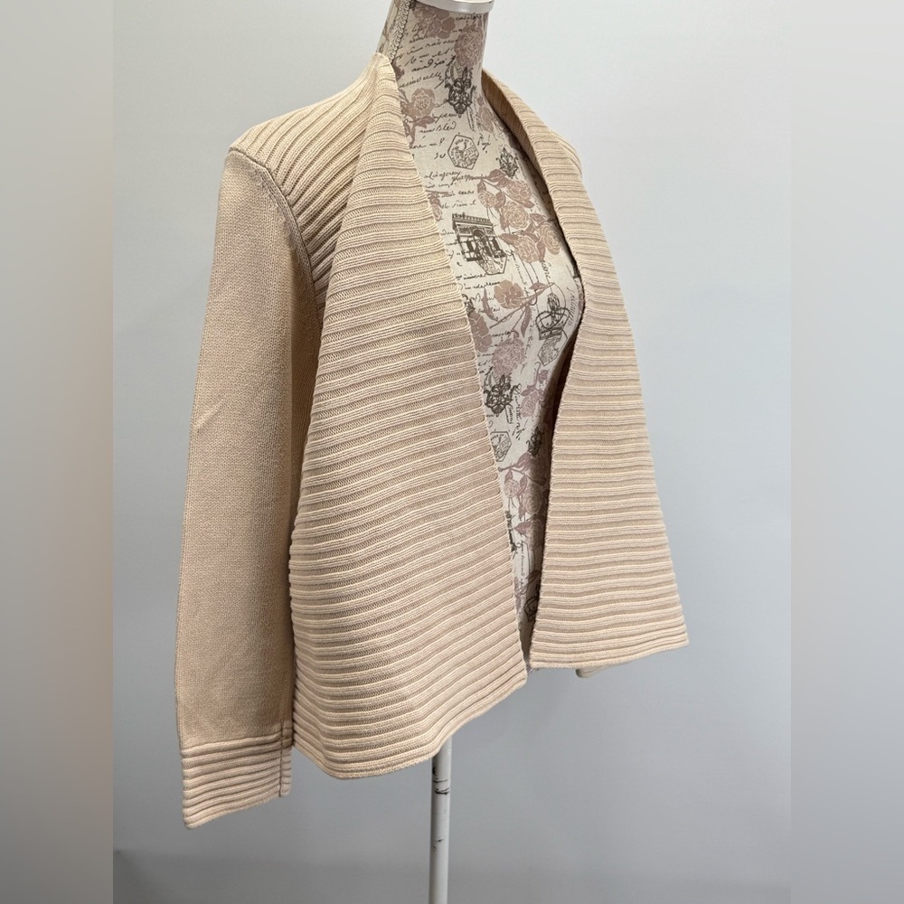 Grace Elements Beige Knit Ribbed Open Cardigan Si… - image 6